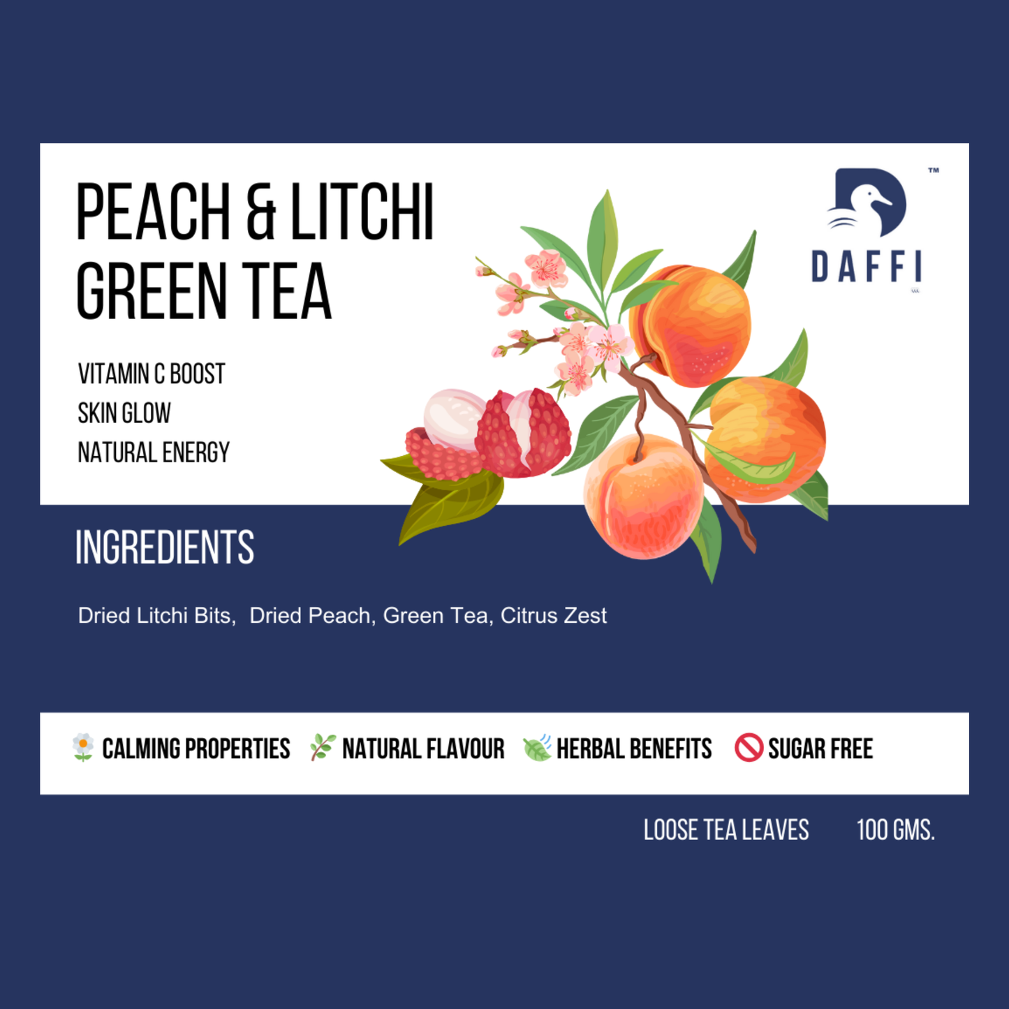 Peach Litchi Green Tea | Skin Glow| Daffi