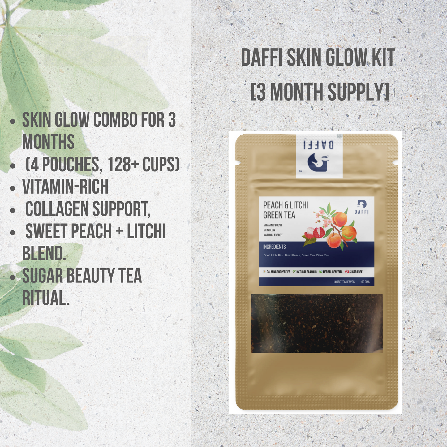 Daffi Peach & Litchi Tea -  Skin Glow Support Kit (3-Month Supply kit)