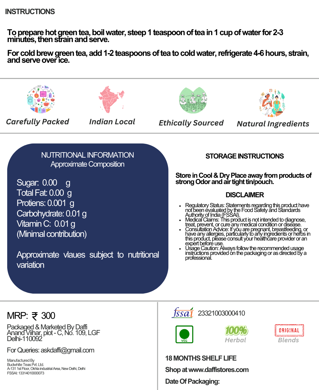 Pomegranate (Anar) Green Tea By Daffi Buy Online