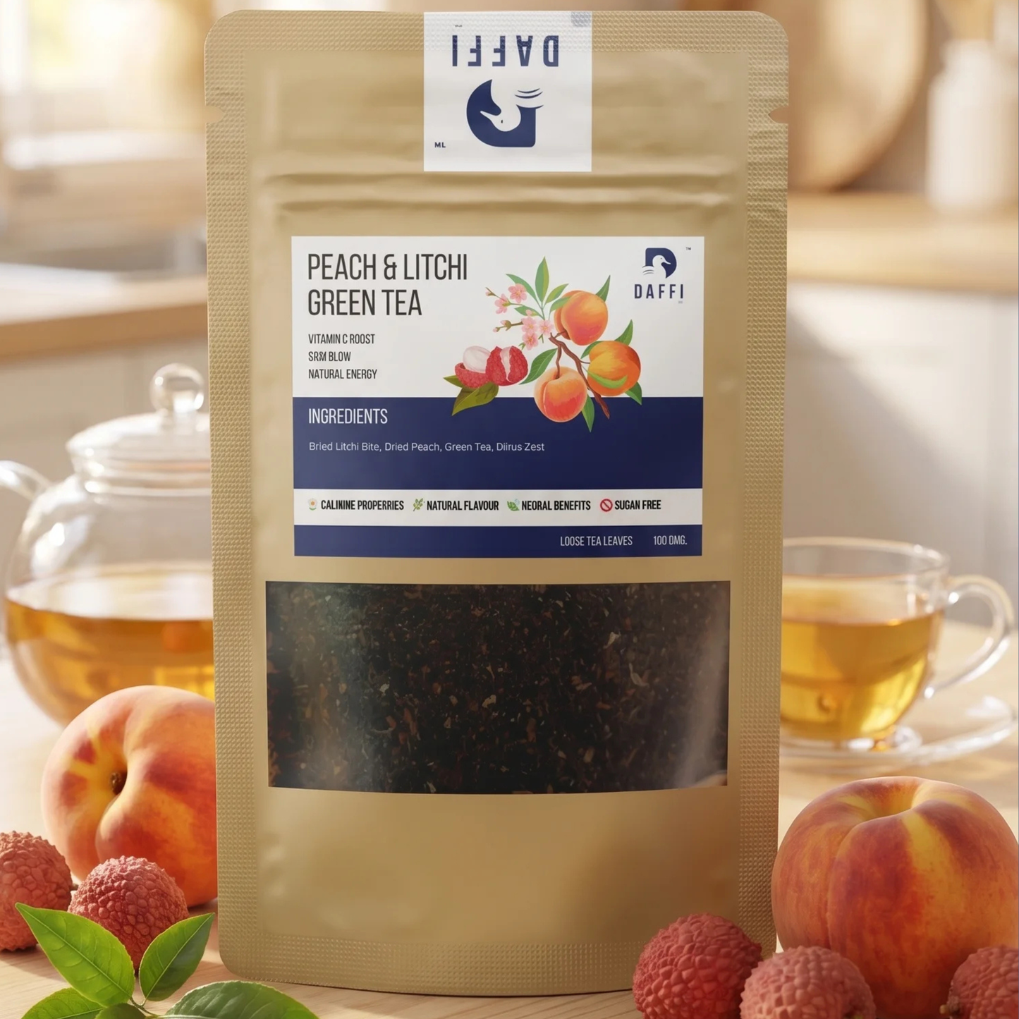 Peach Litchi Green Tea | Skin Glow| Daffi