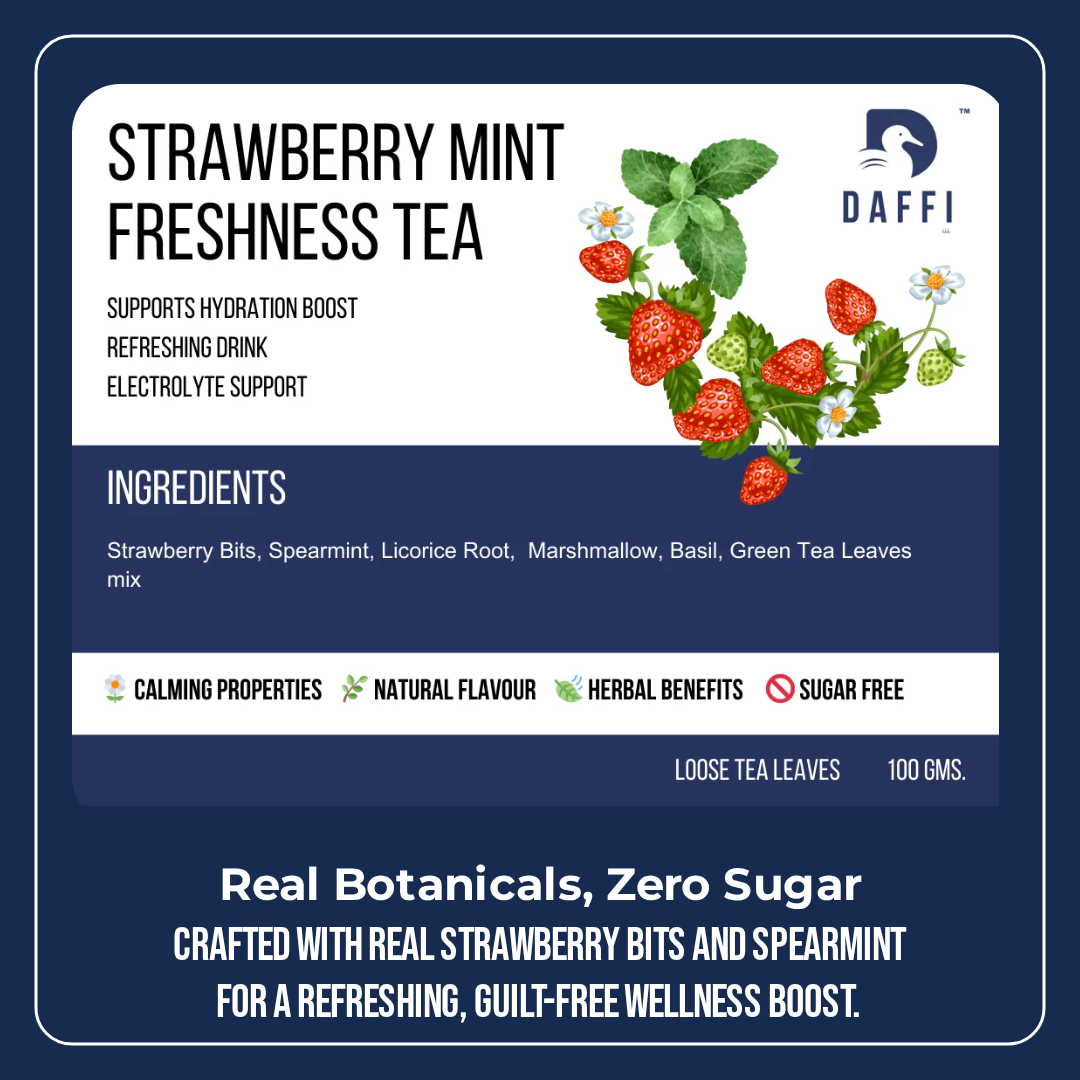 Strawberry Mint Green Tea | Natural Hydration Tea | Daffi